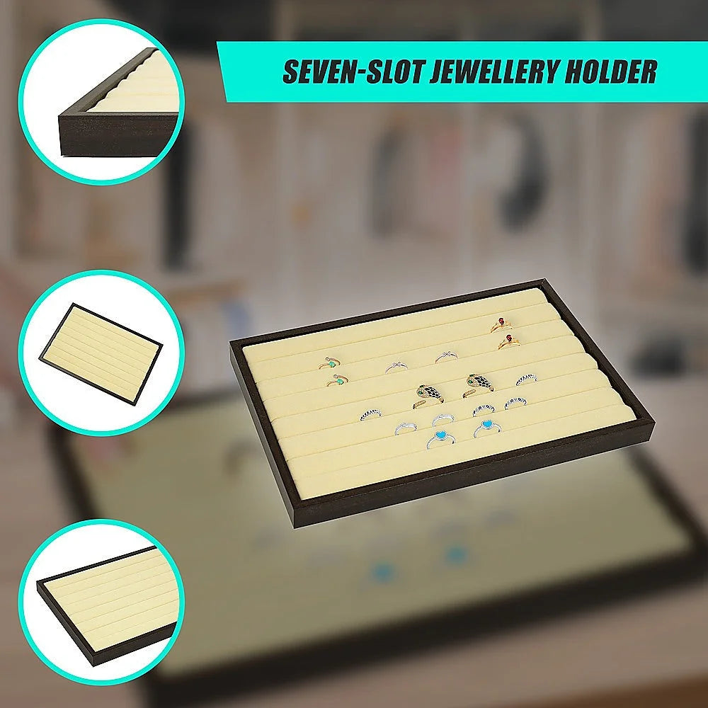 Velvet Ring Earring Tray 7 Slot Jewellery Storage Display