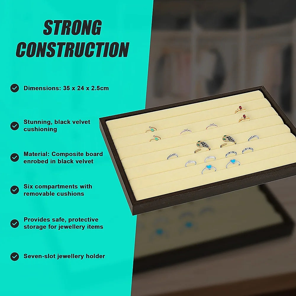 Velvet Ring Earring Tray 7 Slot Jewellery Storage Display