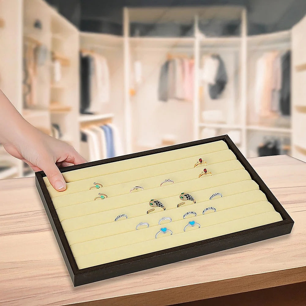 Velvet Ring Earring Tray 7 Slot Jewellery Storage Display