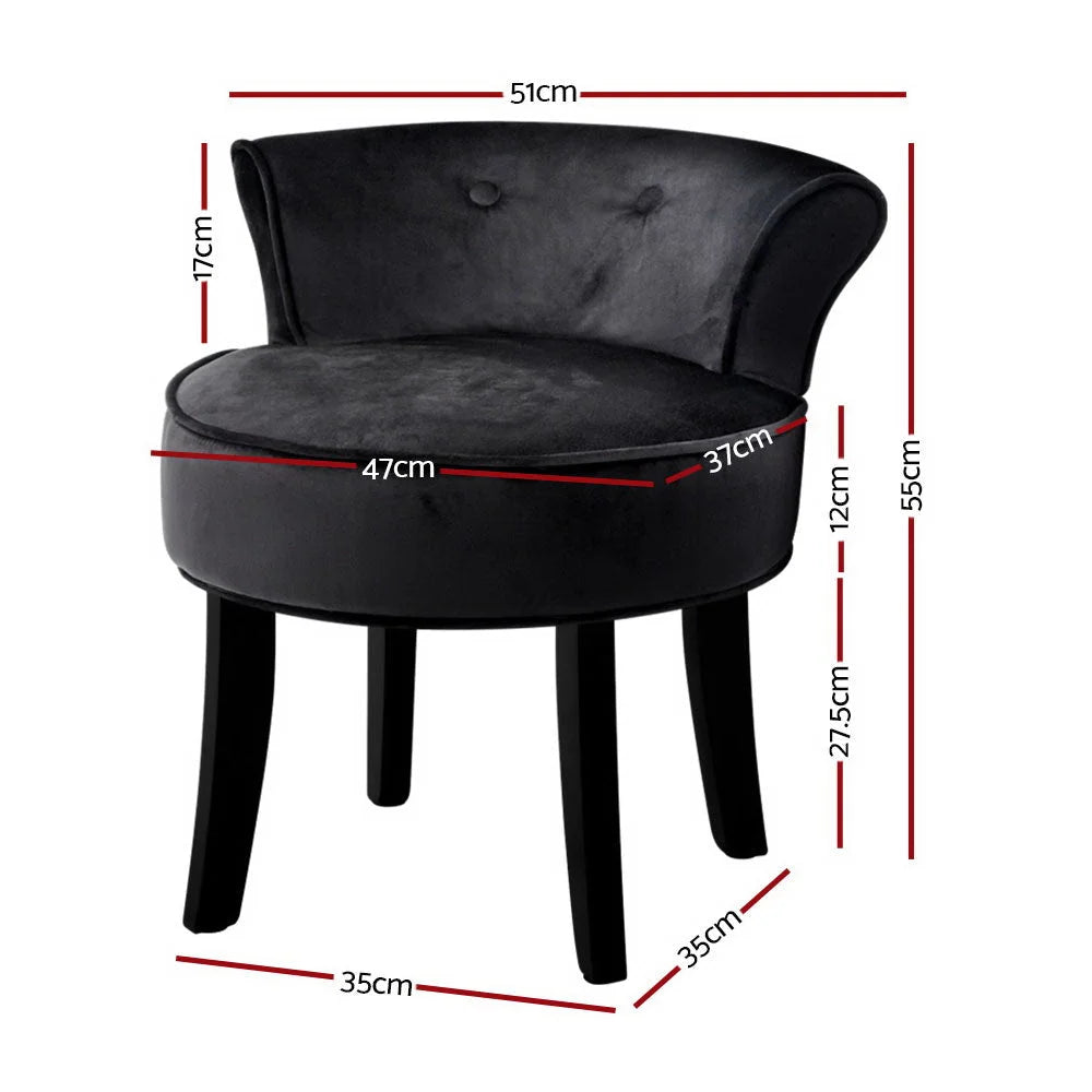 Velvet Vanity Stool Backrest Stools with Dressing Table Chair Makeup Bedroom