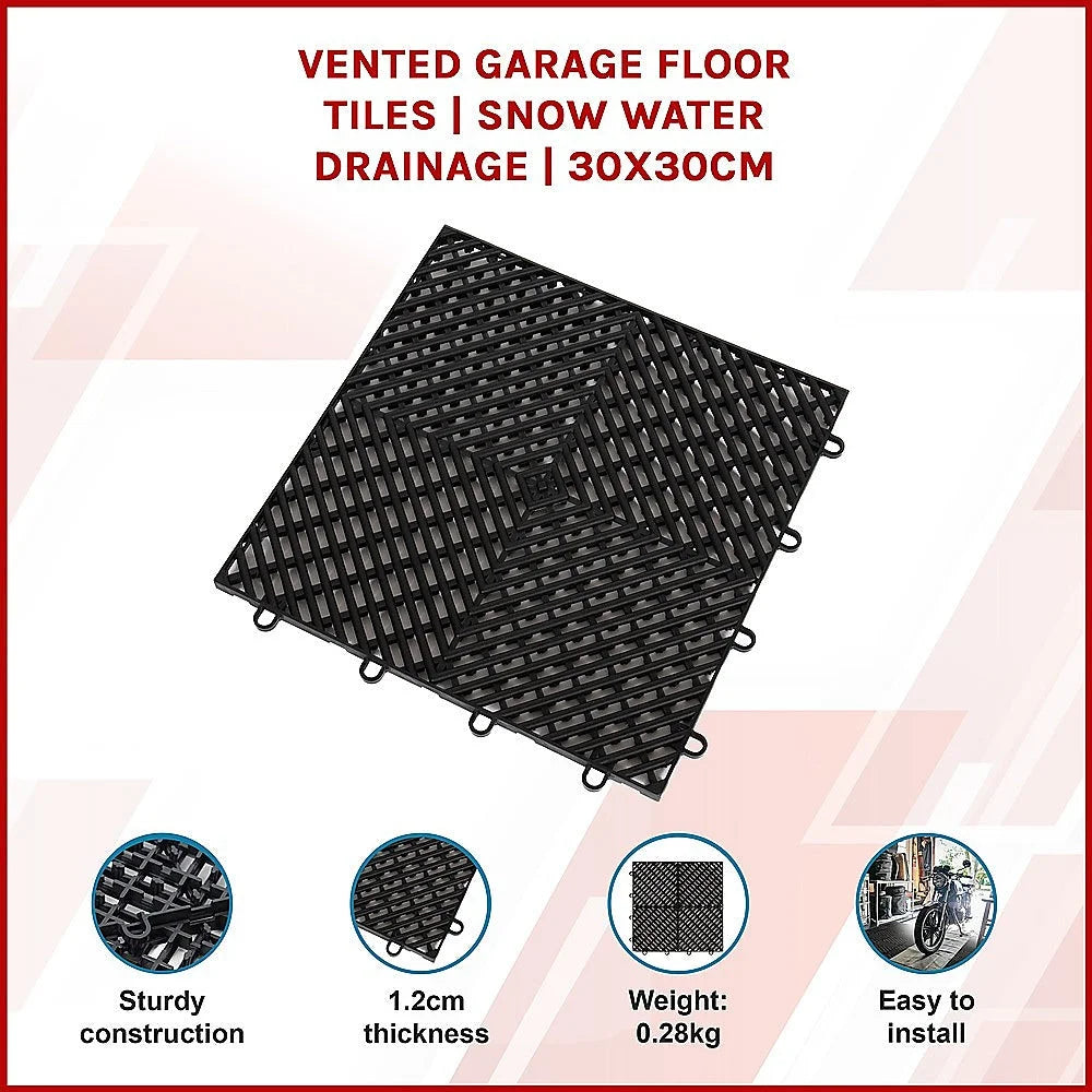 Vented Garage Floor Tiles Snow Water Drainage 30x30cm