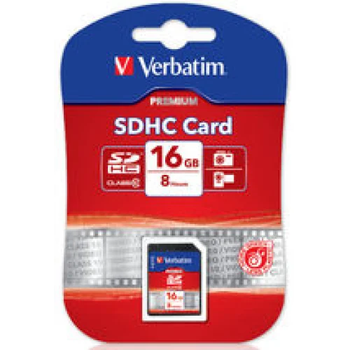 Verbatim SDHC 16GB Memory Card - Class 10 Up to 45MB/s Read