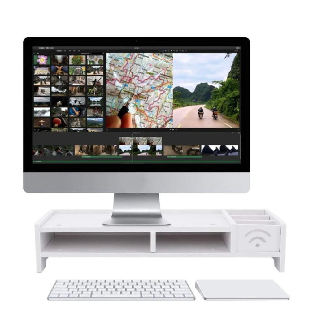 Versatile Desktop Monitor Stand - Sturdy Wood Riser