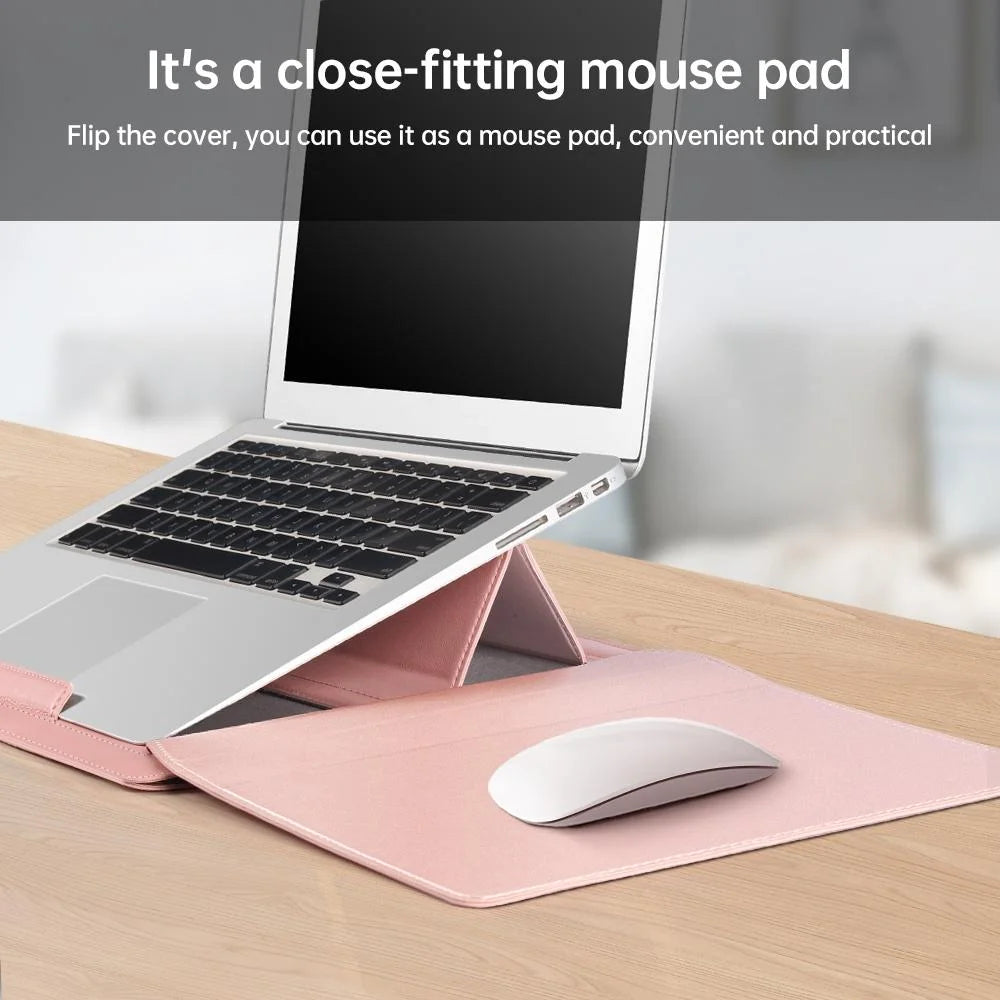 Versatile Laptop Bag with Mouse Pad Stand - Brown