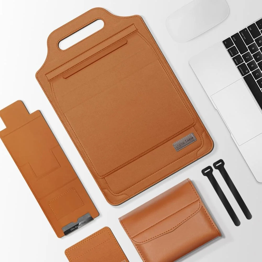 Versatile Laptop Bag with Mouse Pad Stand - Brown