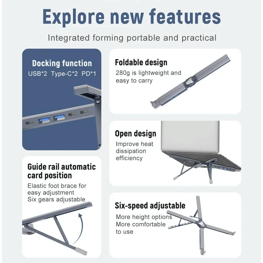 Versatile Laptop Docking Stand with Enhanced Cooling