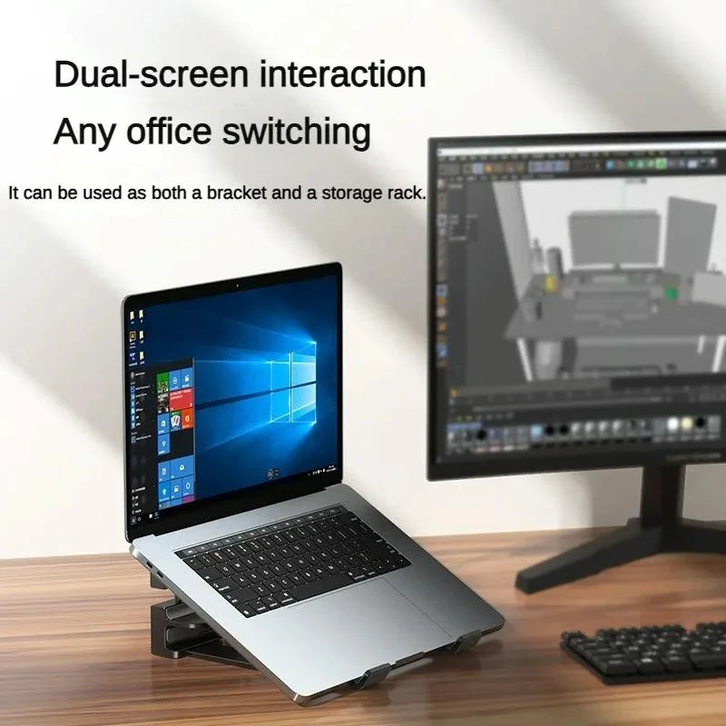 Versatile Laptop Stand with Storage and Cooling - Desktop