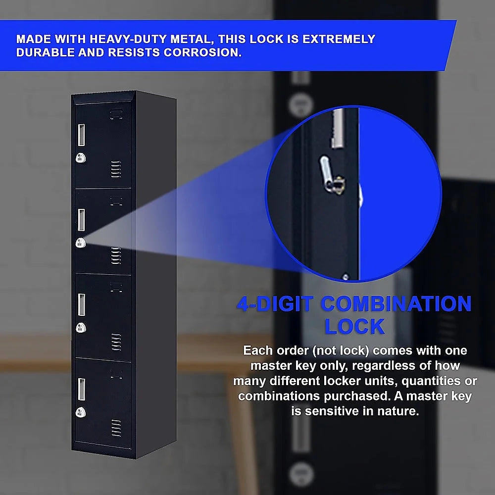 Vertical Locker for Office Gym 3-Digit Combination Lock