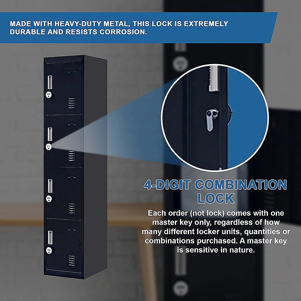 Vertical Locker for Office Gym 4-Digit Combination Lock