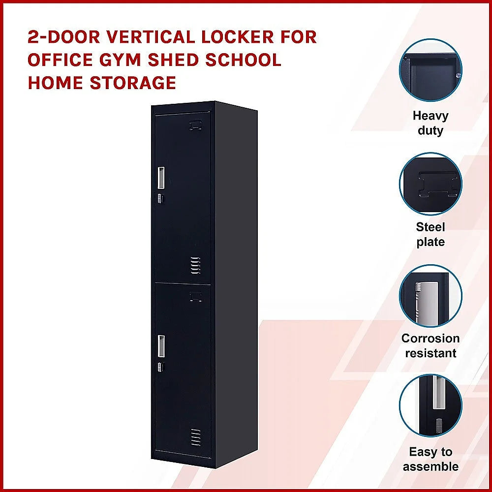 Vertical Locker for Office Gym School Home 2-Door Padlock