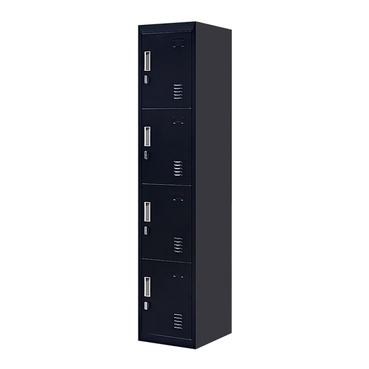 Vertical Locker Office Gym 4-Door Padlock Operated - Black