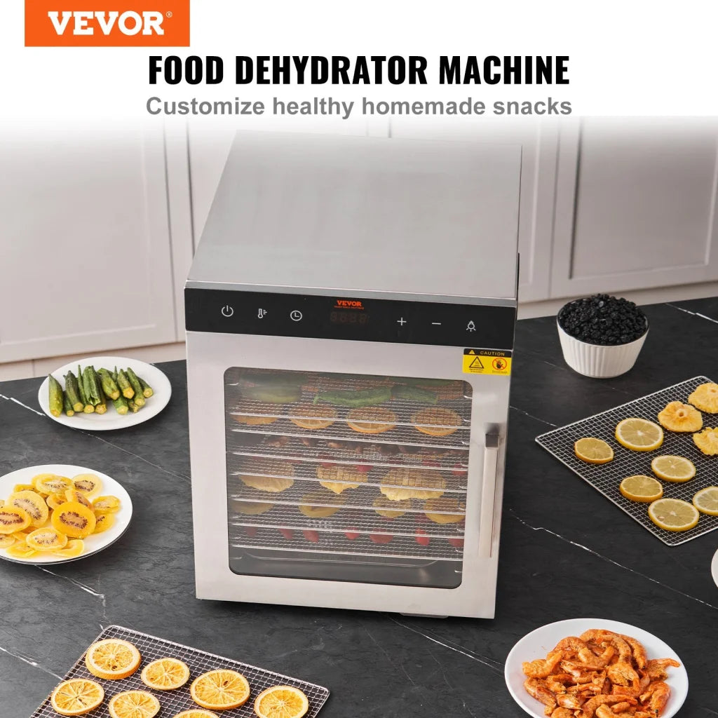VEVOR 10 Trays Food Dehydrator Machine Stainless Steel 800W
