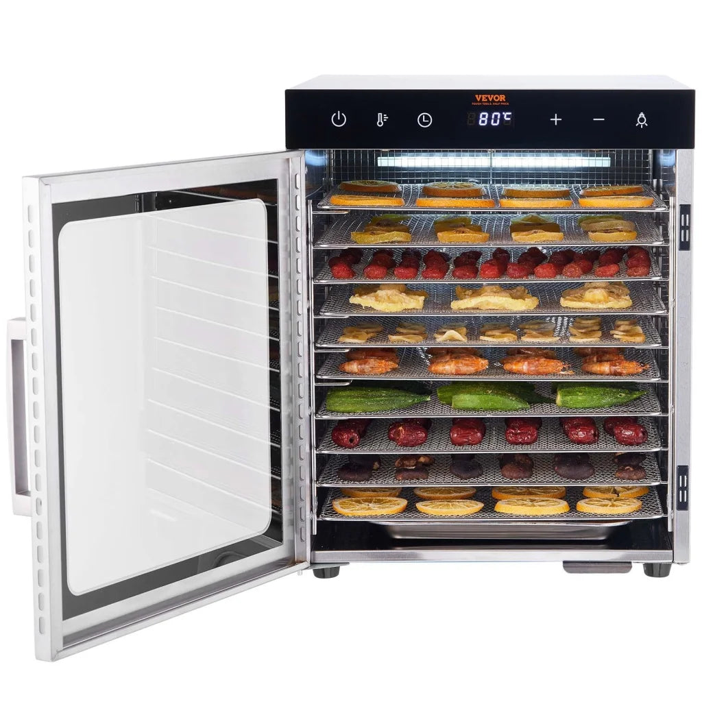VEVOR 10 Trays Food Dehydrator Machine Stainless Steel 800W
