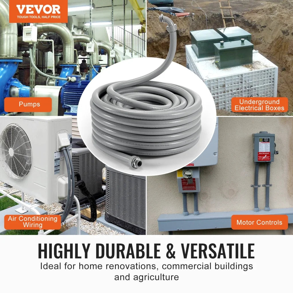 VEVOR 12.7 mm Flexible Electrical Conduit 30.5 m PVC