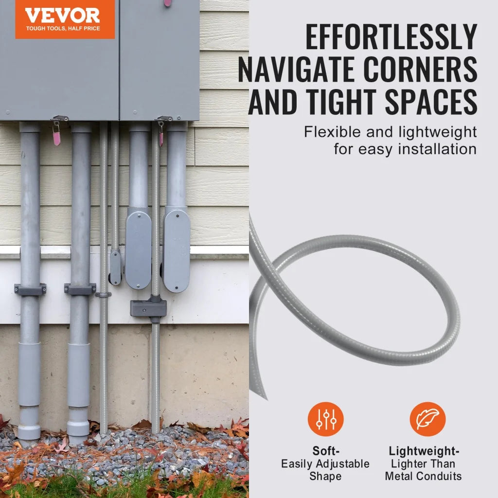 VEVOR 12.7 mm Flexible Electrical Conduit 30.5 m PVC