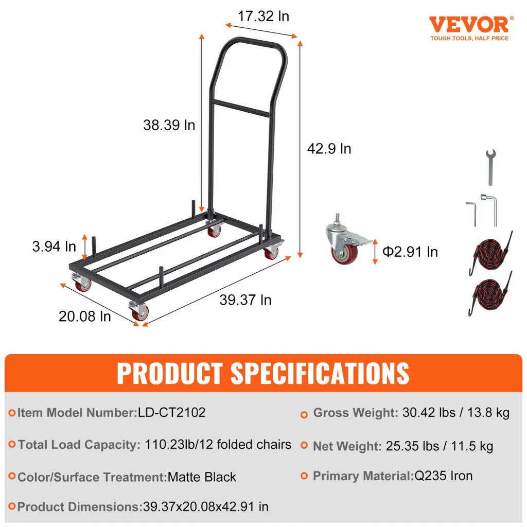 VEVOR 12 Chairs Folding Chair Storage Dolly Folding Chairs