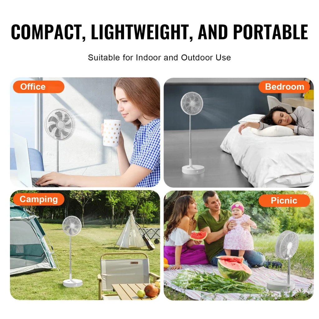 VEVOR 12 Inch Foldable Oscillating Standing Fan with Remote