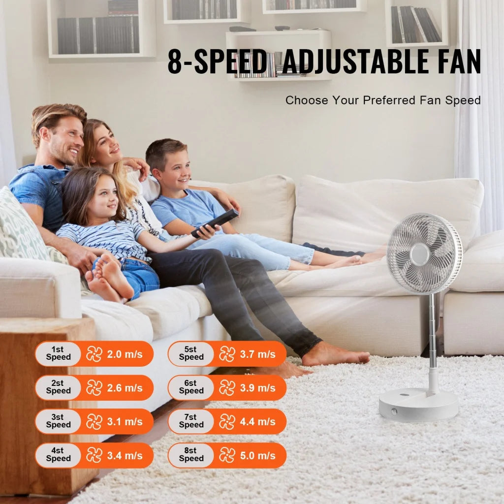 VEVOR 12 Inch Foldable Oscillating Standing Fan with Remote
