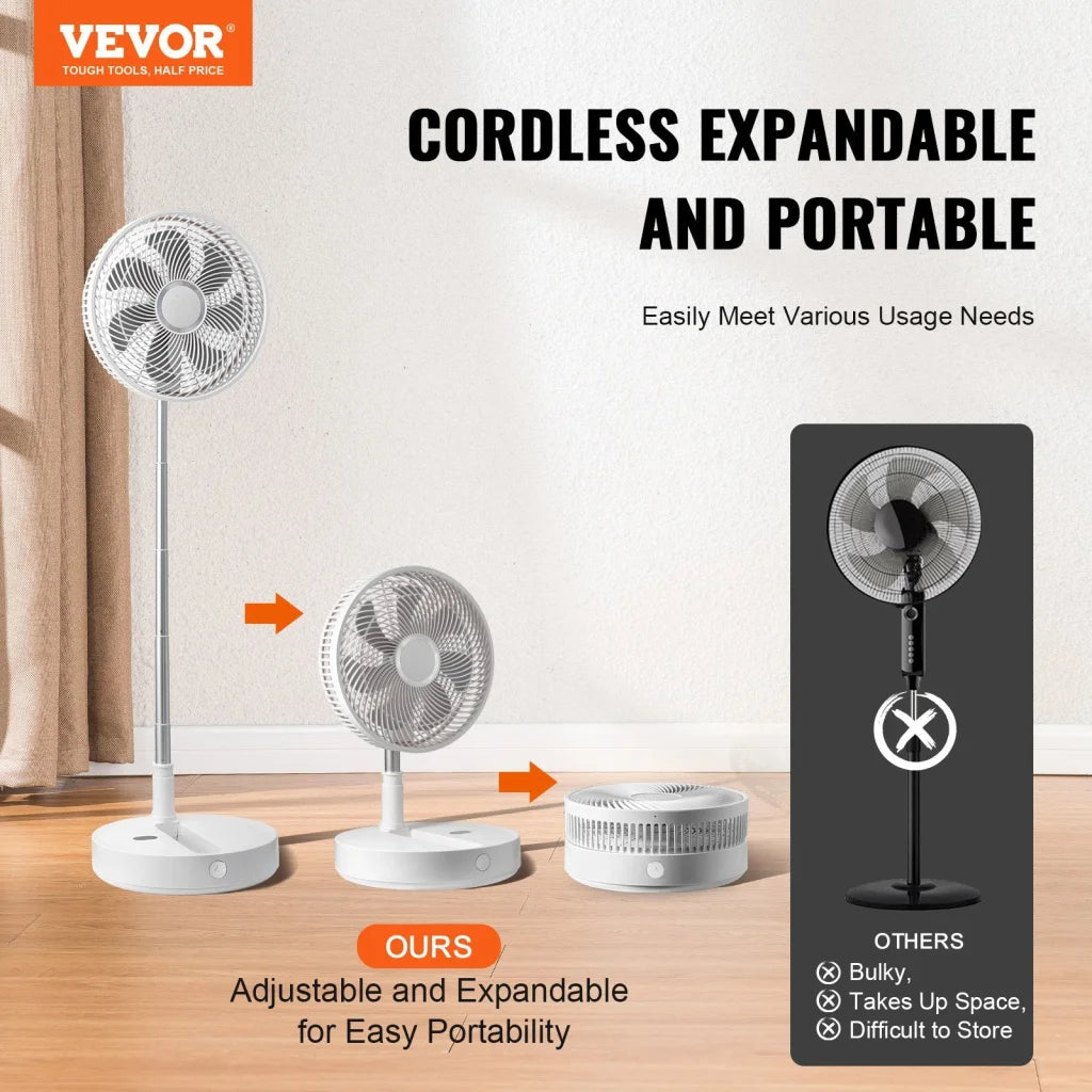 VEVOR 12 Inch Foldable Oscillating Standing Fan with Remote