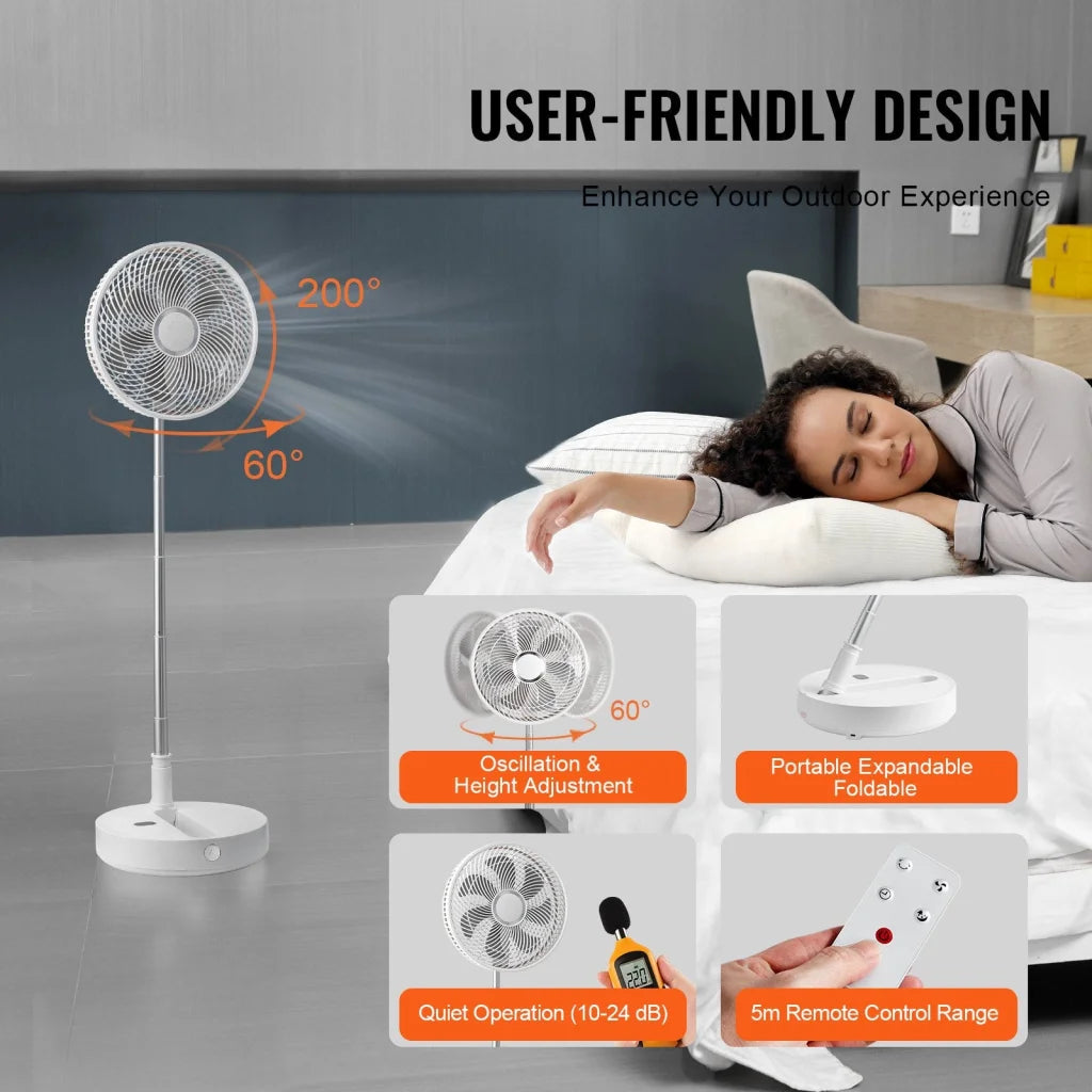 VEVOR 12 Inch Foldable Oscillating Standing Fan with Remote