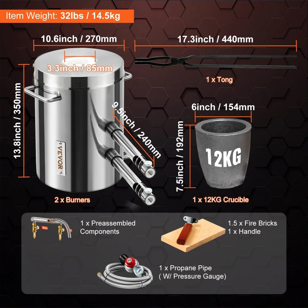 VEVOR 12KG Propane Smelting Furnace Kit Melting Furnace