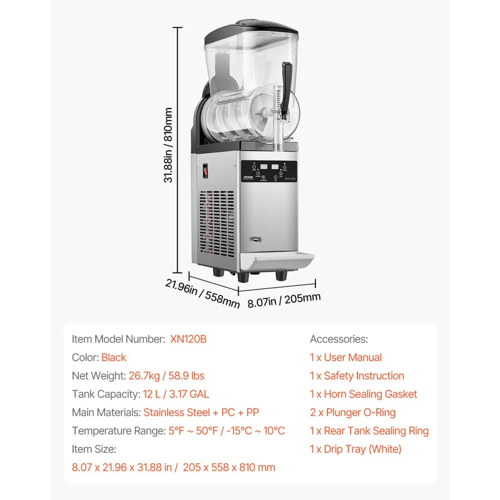 12l vevor commercial slushy with material finish and practical fittings