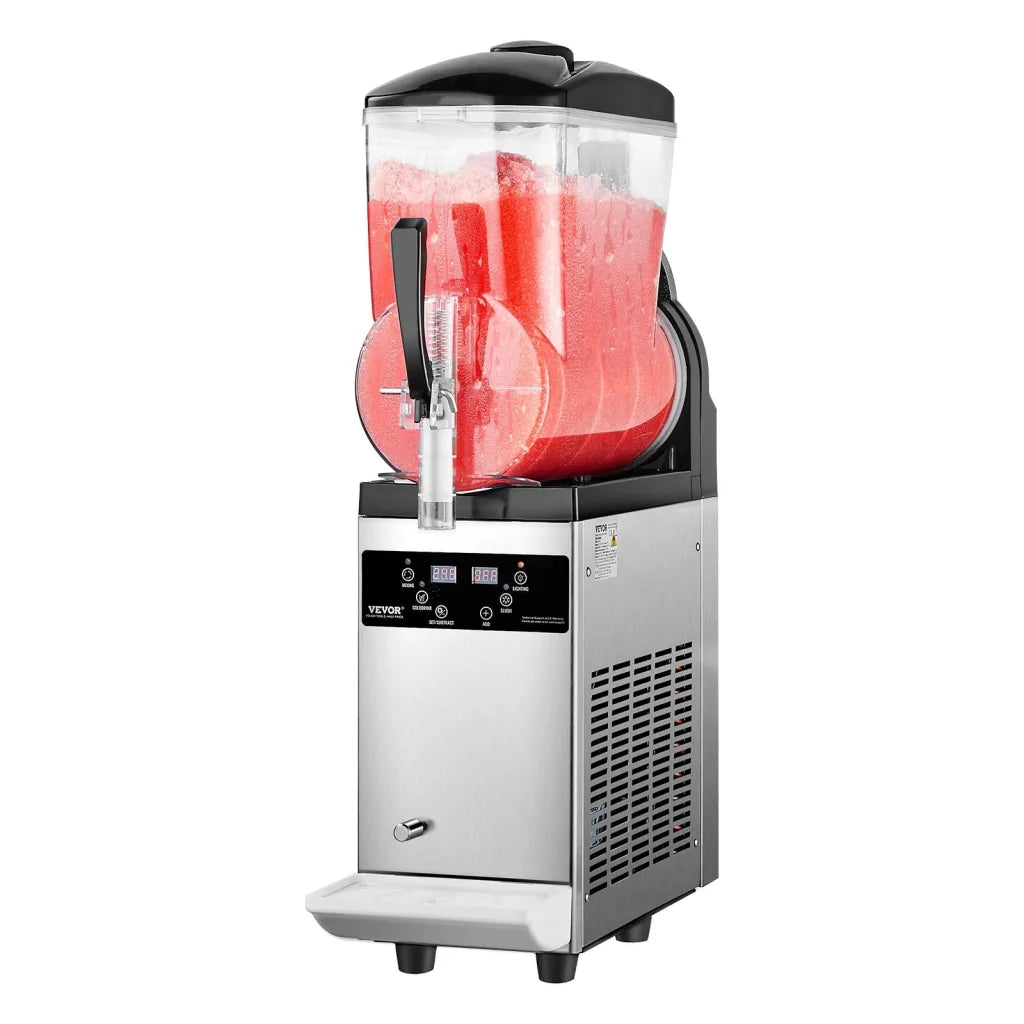 12l vevor commercial slushy with pack contents and accessory layout