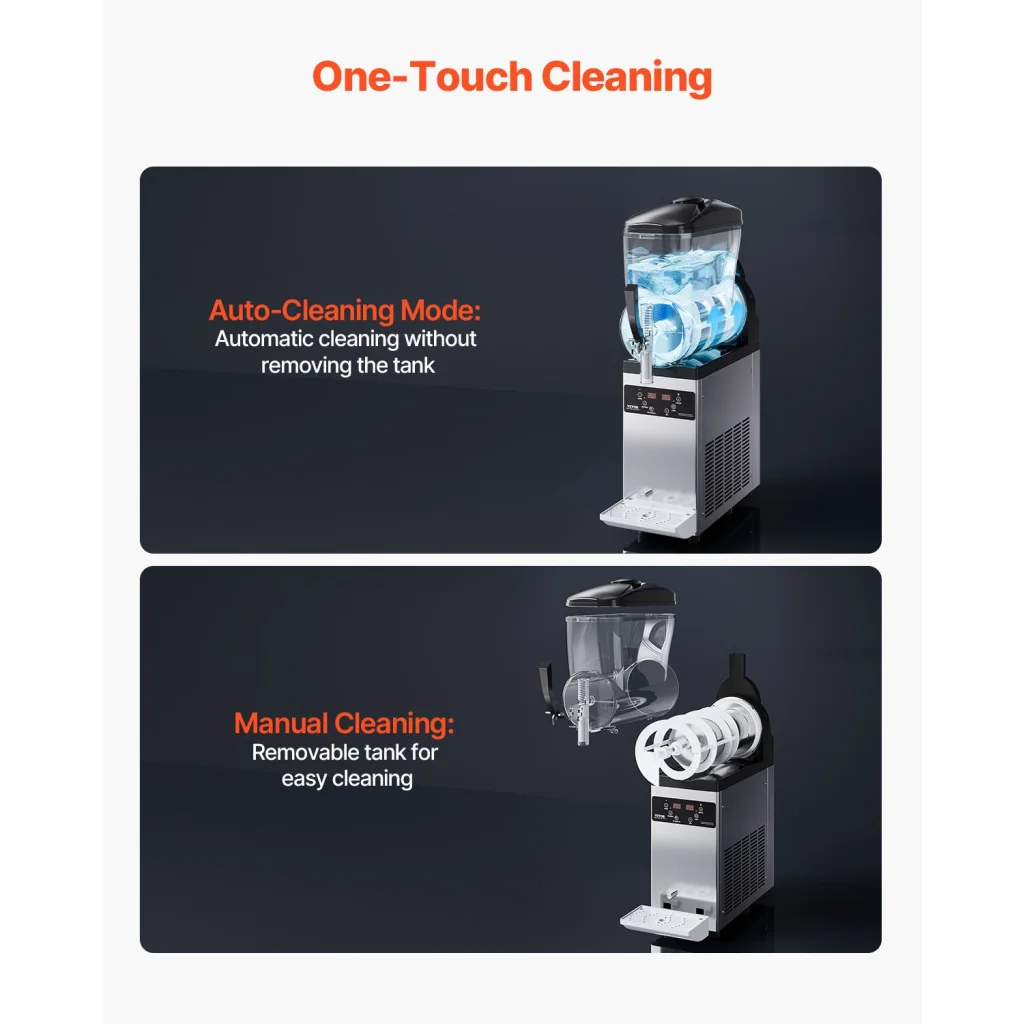 Vevor commercial slushy with compact layout and accessory details