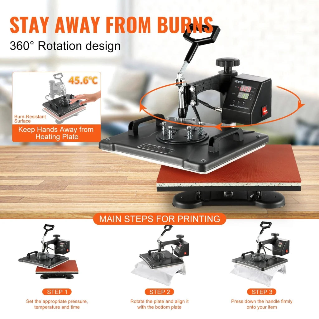 VEVOR 1400W Heat Press Machine 8 In 1 Sublimation Steel