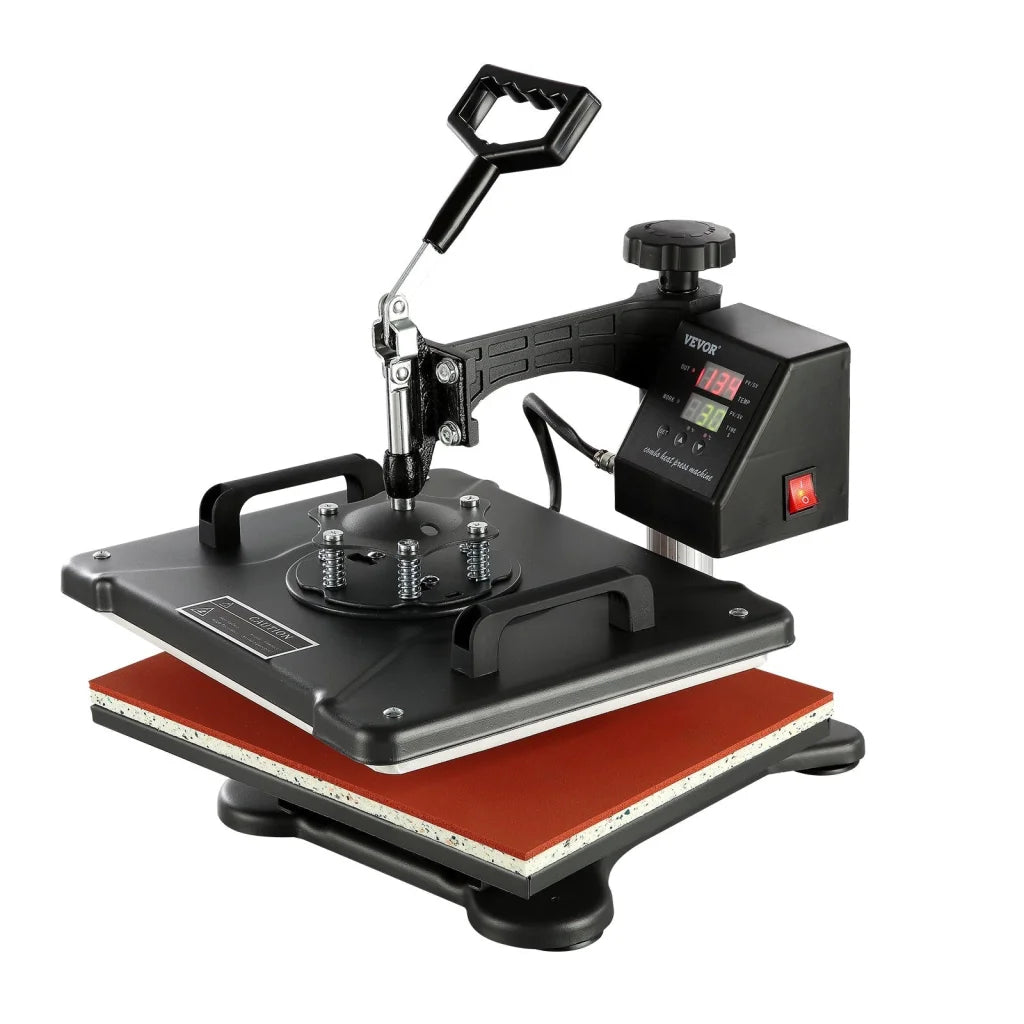 Steel vevor heat press with assembled layout and visible hardware