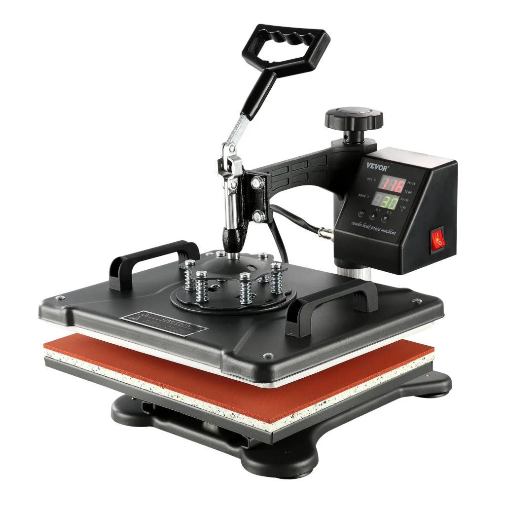 Steel vevor heat press with compact layout and accessory details