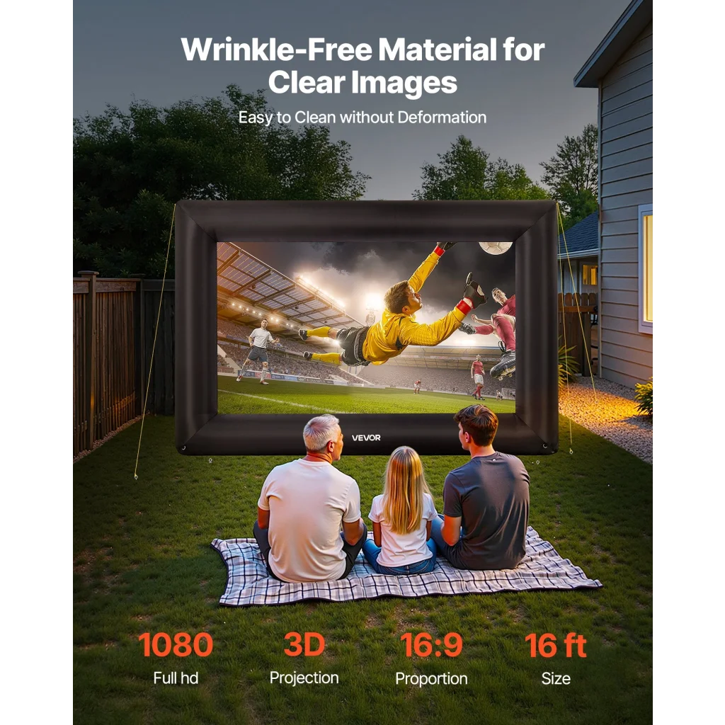 VEVOR 16 ft Inflatable Movie Screen 16:9 600D Movie