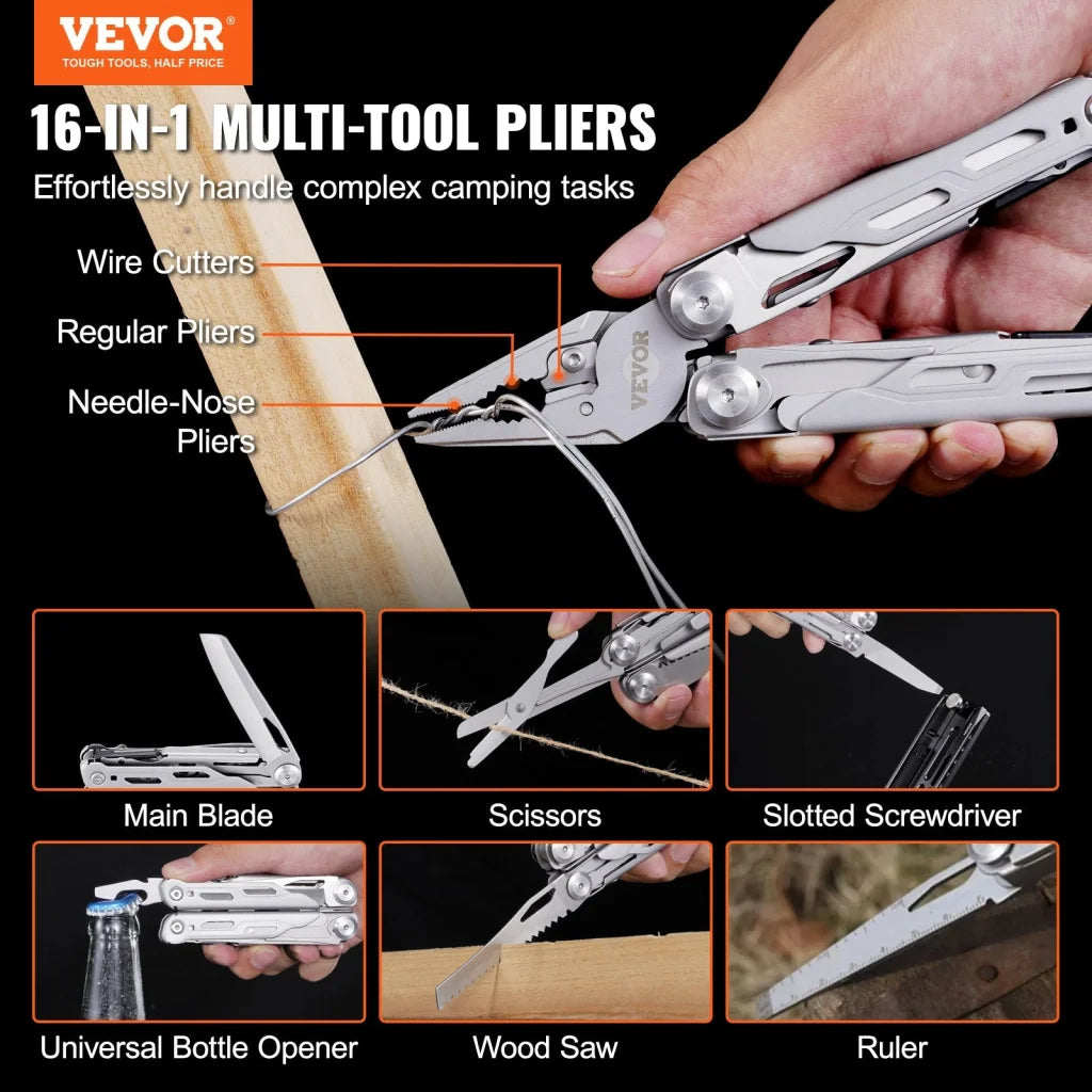 VEVOR 16-In-1 Multitool Pliers Multi Tool Pliers Cutters