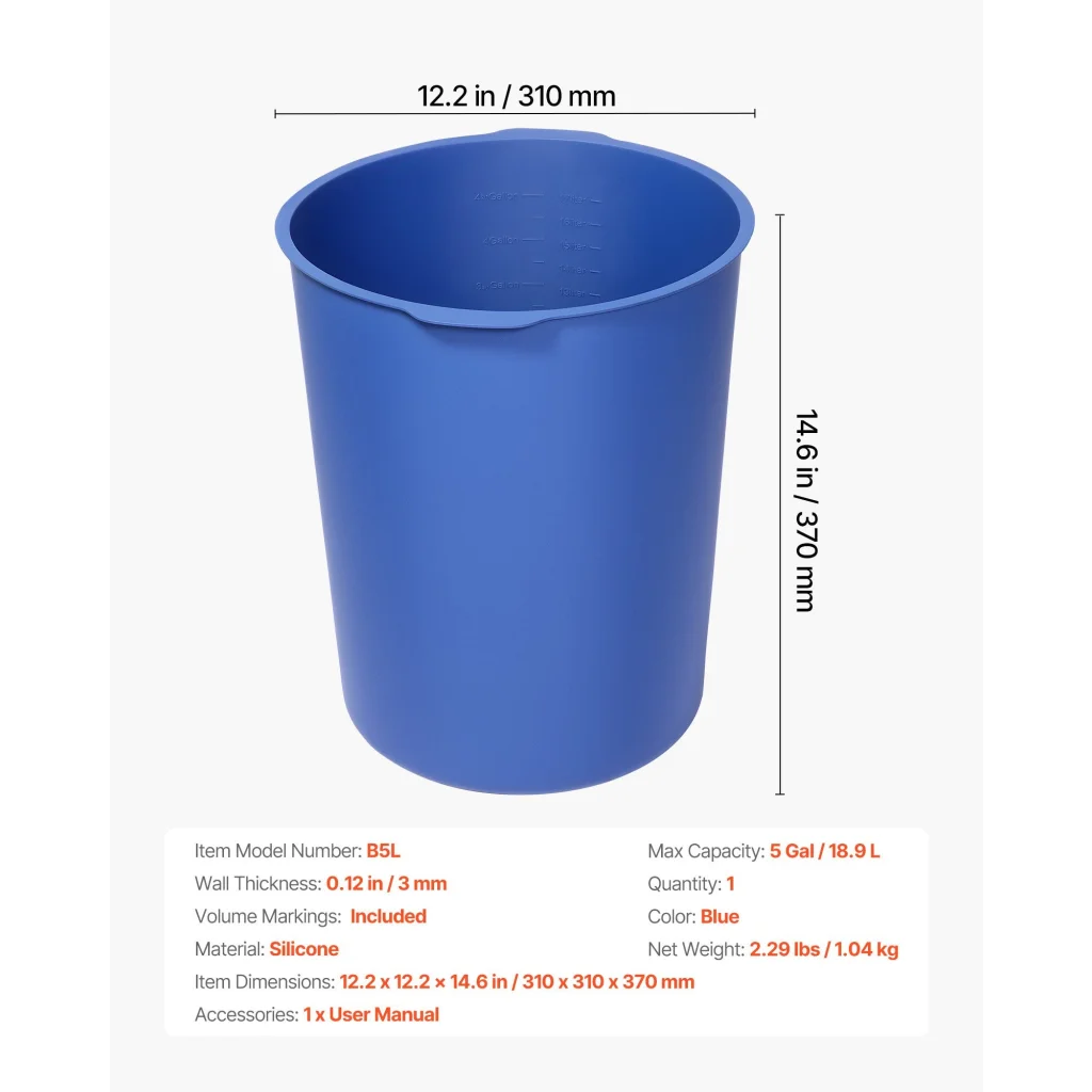 VEVOR 18.9L Bucket Liner for Concrete Mix Reusable Silicone