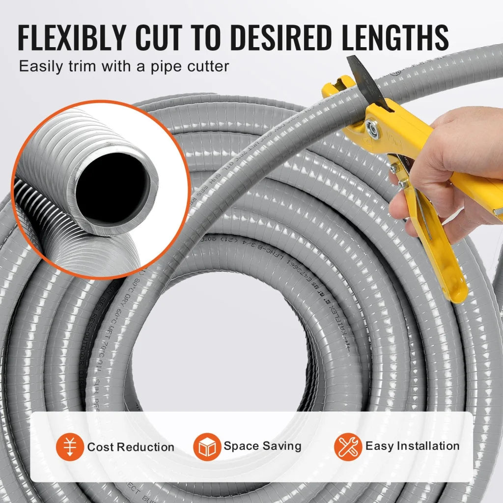 VEVOR 19.1 mm Flexible Electrical Conduit 30.5 m PVC