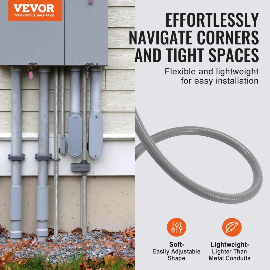 VEVOR 19.1 mm Flexible Electrical Conduit 30.5 m PVC