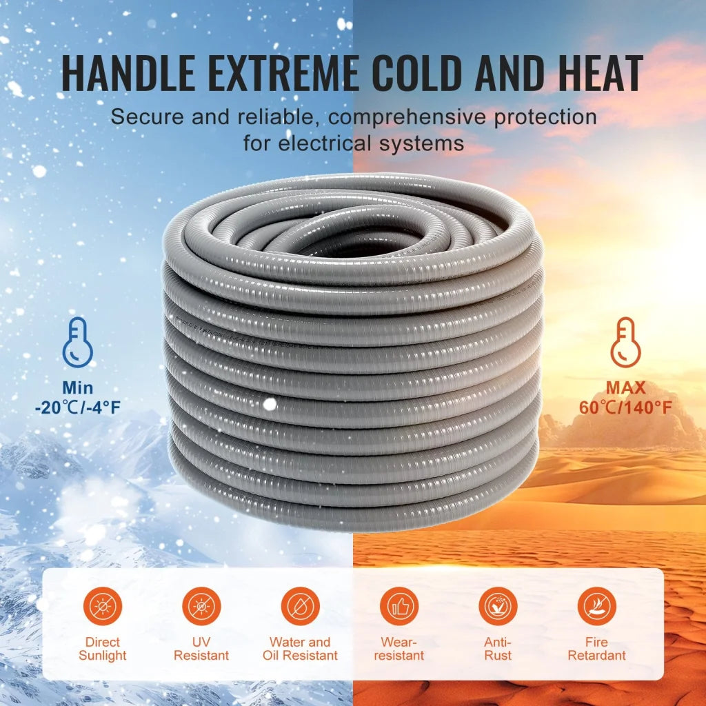 VEVOR 19.1 mm Flexible Electrical Conduit 30.5 m PVC