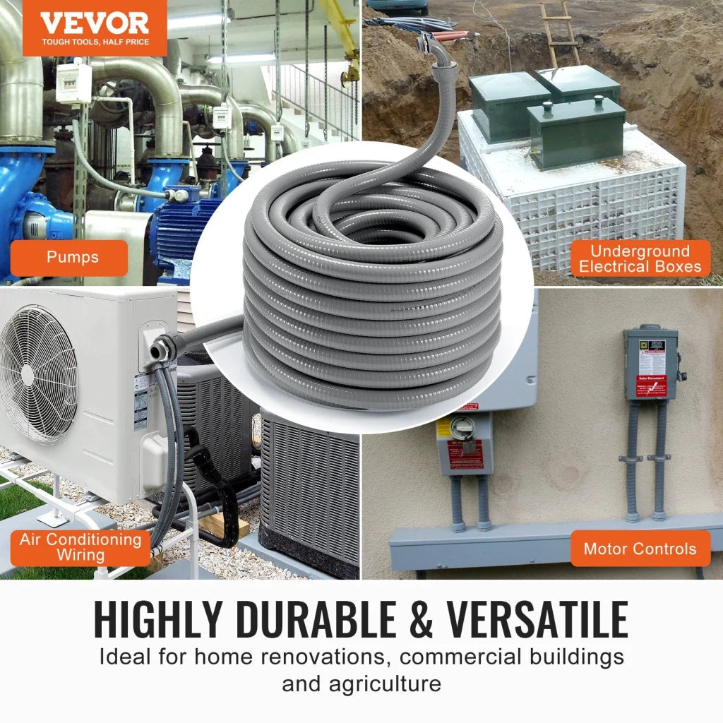 VEVOR 19.1 mm Flexible Electrical Conduit 30.5 m PVC