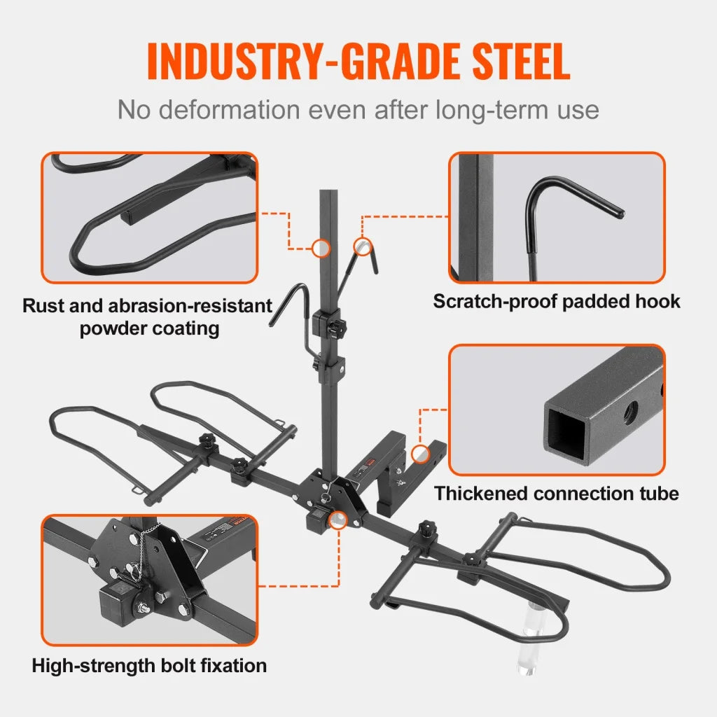 VEVOR 2-Bike Rack Hitch Mount 160lbs Folding Carrier Car