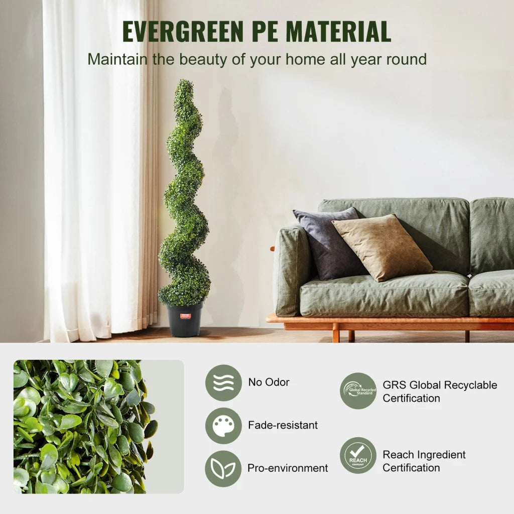 VEVOR 2 Pack 152.4cm Artificial Boxwood Topiary Tree Faux