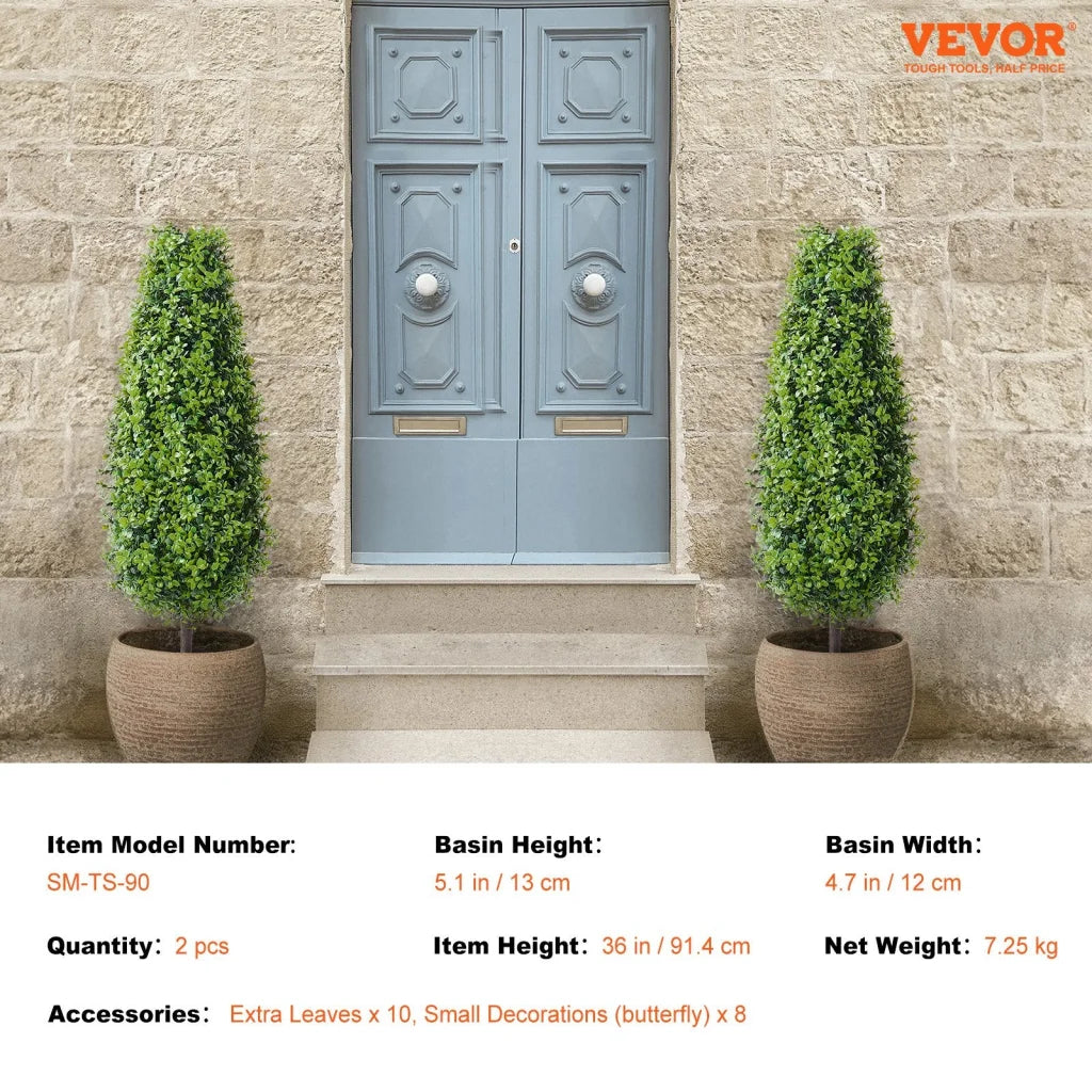 VEVOR 2 Pack 91.4cm Artificial Boxwood Topiary Tree Faux