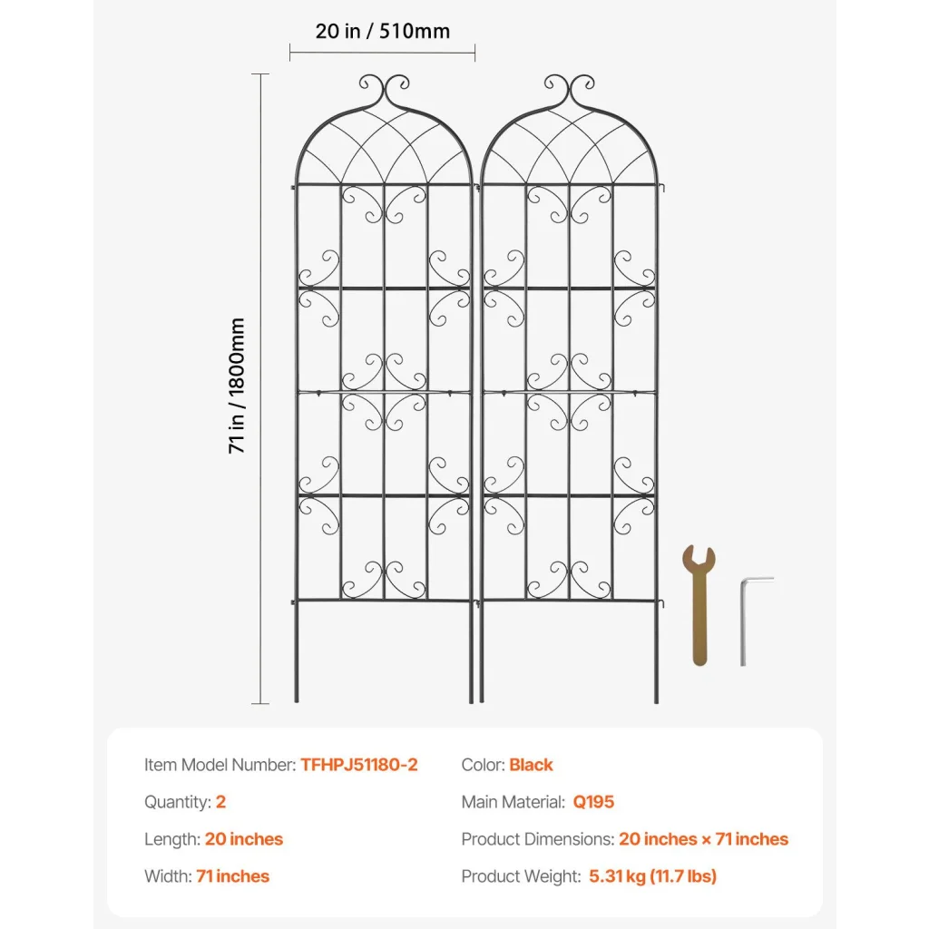 VEVOR 2 Packs Metal Garden Trellis for Climbing Plant