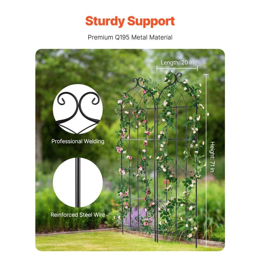 VEVOR 2 Packs Metal Garden Trellis for Climbing Plant