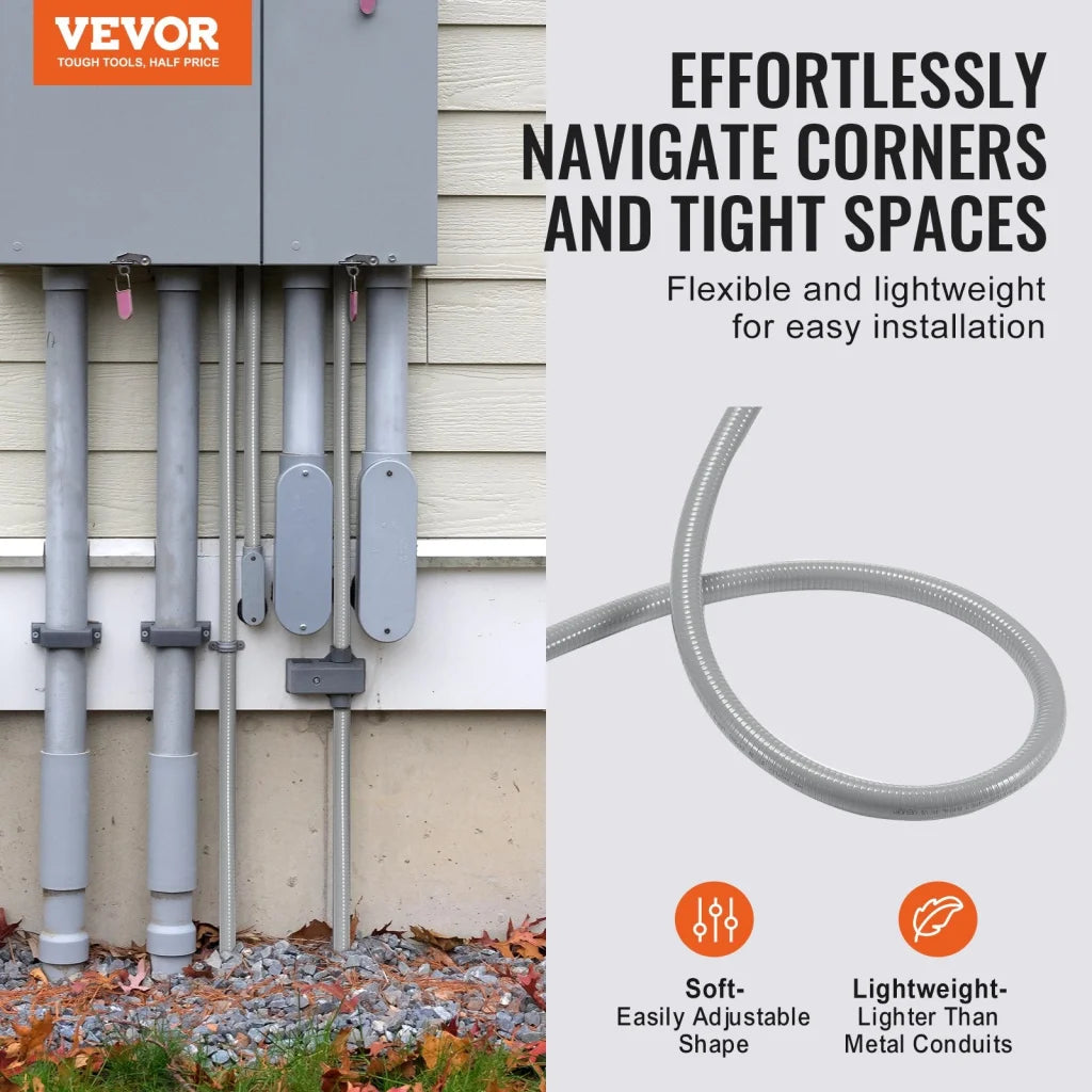 VEVOR 25.4 mm Flexible Electrical Conduit 30.5 m PVC