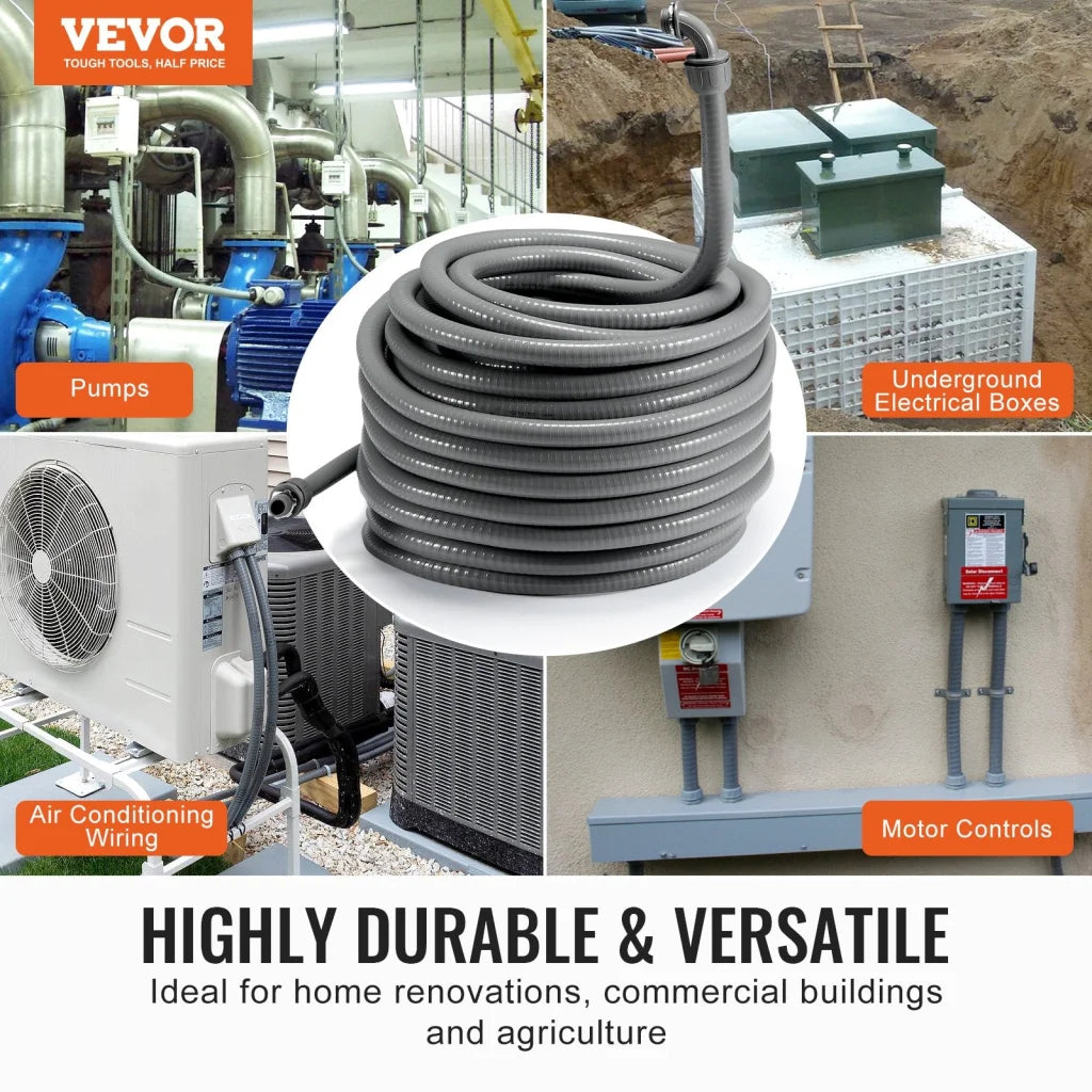 VEVOR 25.4 mm Flexible Electrical Conduit 30.5 m PVC