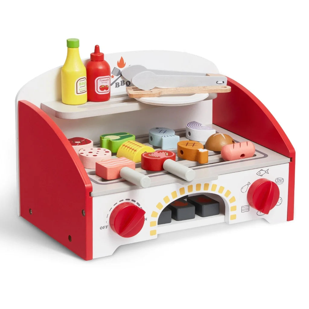 VEVOR 26 PCS Kids BBQ Grill Playset Wooden Cooking Grill