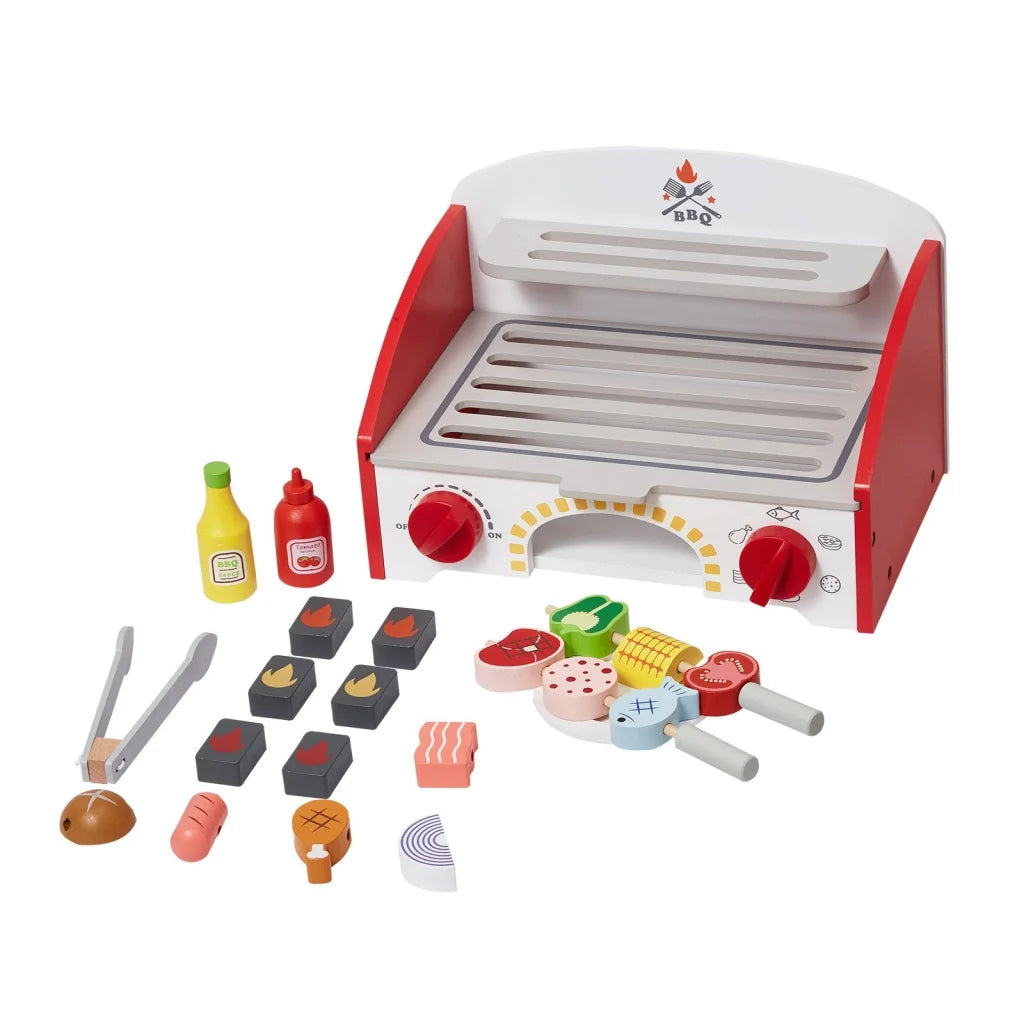 VEVOR 26 PCS Kids BBQ Grill Playset Wooden Cooking Grill