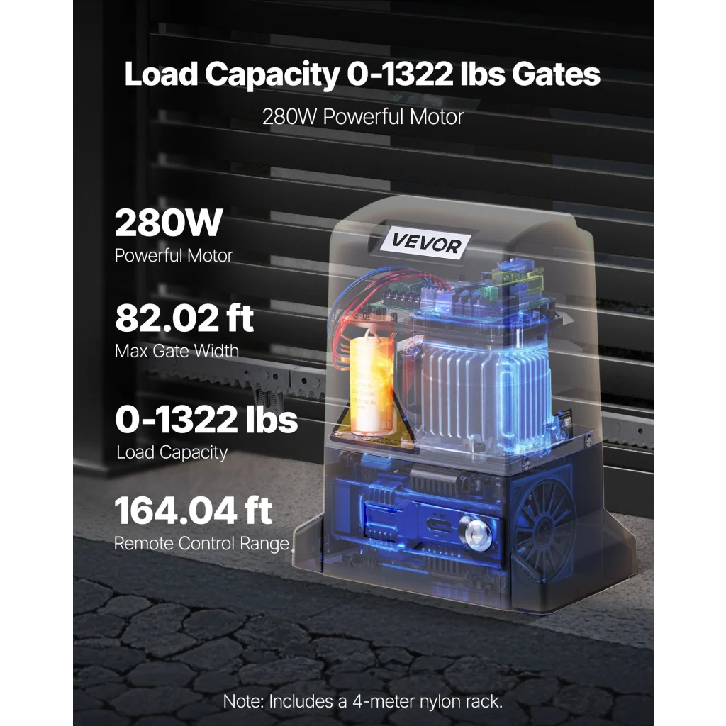 VEVOR 280W Electric Sliding Gate Opener 816kg Chain Drive