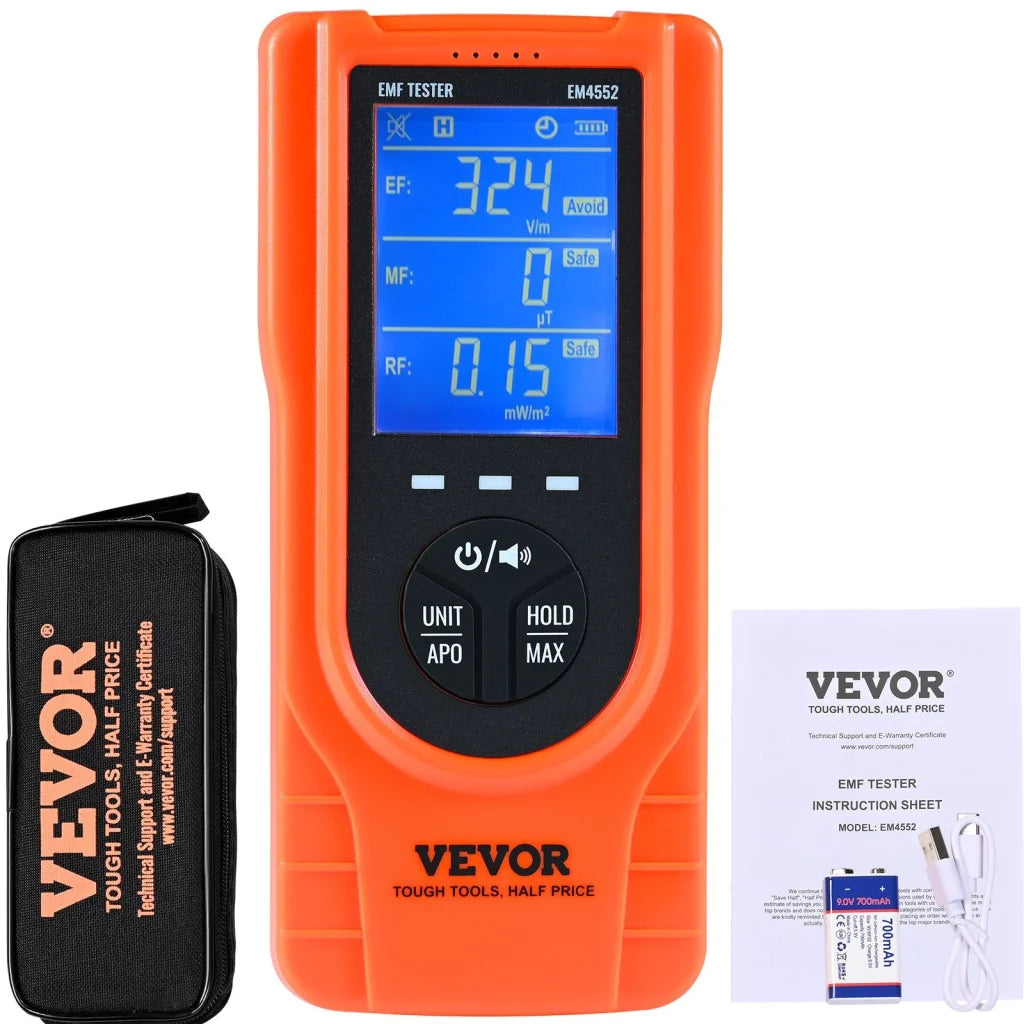 VEVOR 3-in-1 EMF Meter 5Hz - 3.5GHz Handheld Rechargeable