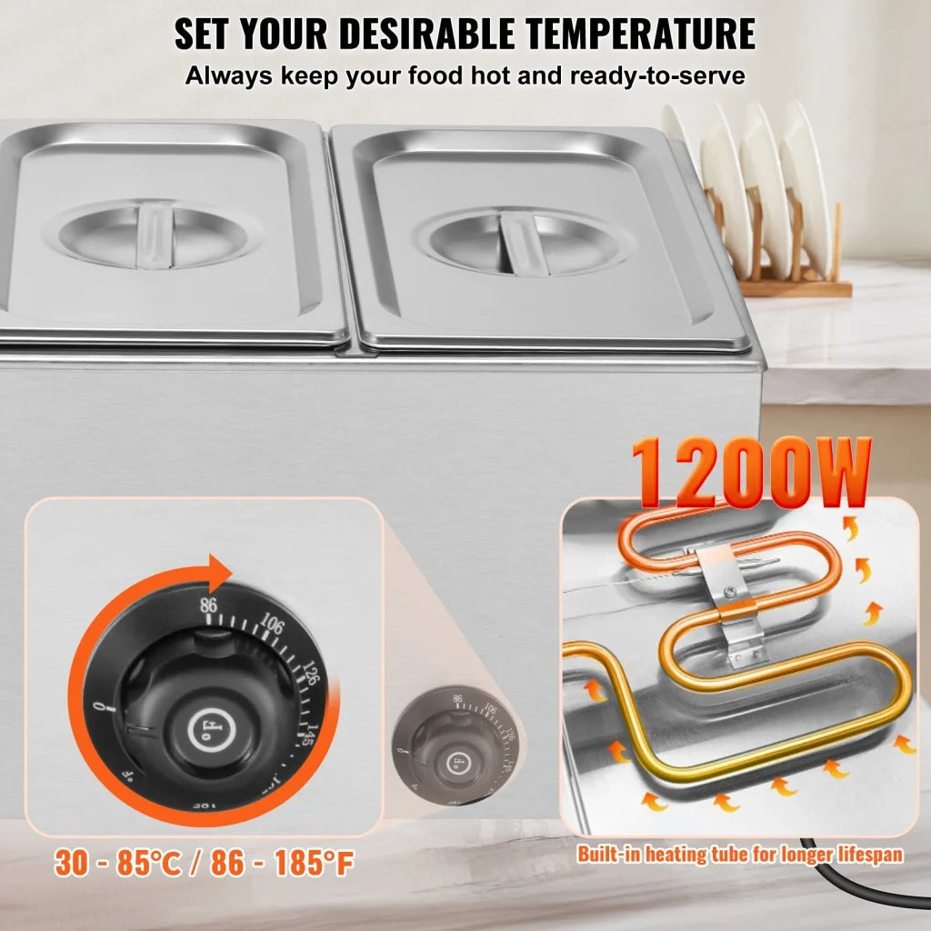 3 Pan Commercial Food Warmer 16 5L Electric Steam